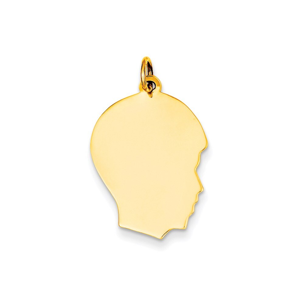 14k Yellow Gold Plain Medium .027 Gauge Facing Right Boy Head Charm Pendant
