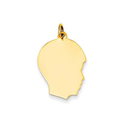 14k Yellow Gold Plain Medium .027 Gauge Facing Right Boy Head Charm Pendant