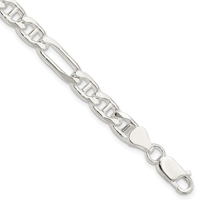 Sterling Silver 6.5mm Figaro Anchor Chain Bracelet