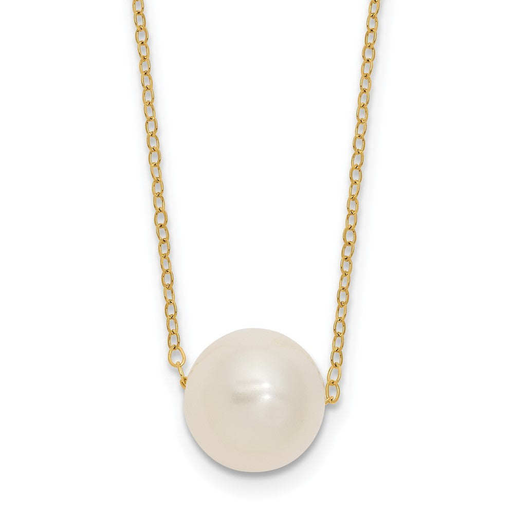 14k Yellow Gold 10-11mm Semi-Round Freshwater Cultured Pearl 17" Cable Necklace