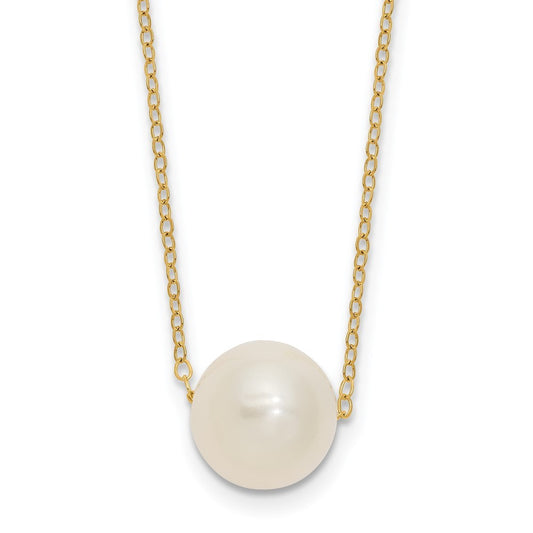 14k Yellow Gold 10-11mm Semi-Round Freshwater Cultured Pearl 17" Cable Necklace
