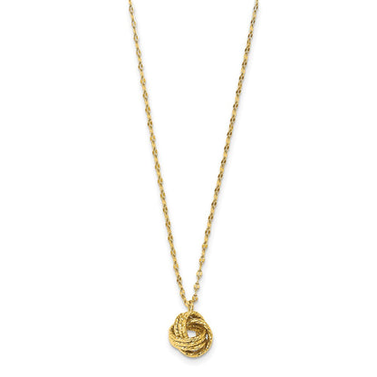 14k Yellow Gold Diamond-cut Love Knot Necklace