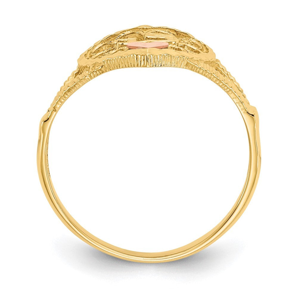 14K Two-tone Gold Diamond Cut 15 Heart Ring