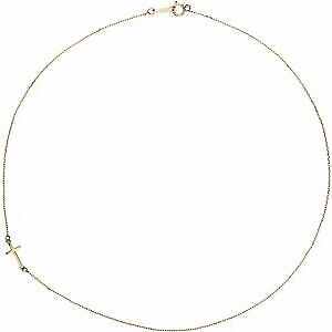 14k Yellow Gold Off-Center Sideways Cross 16" Necklace for Women