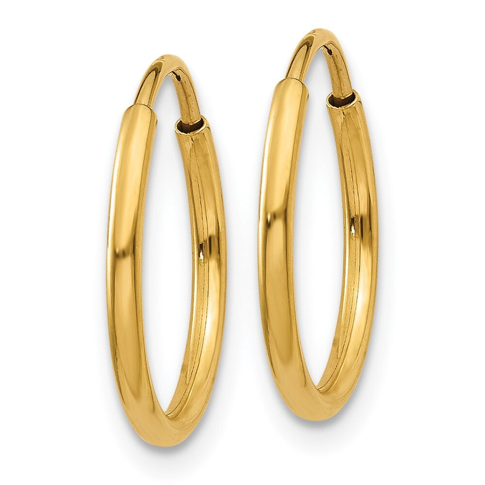 14k Yellow Gold 1.25mm Endless Hoop Earring Gift for Women