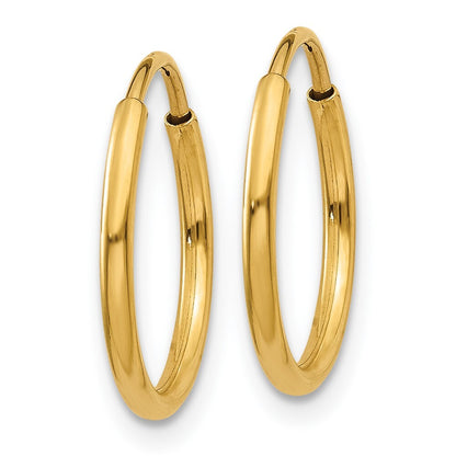 14k Yellow Gold 1.25mm Endless Hoop Earring Gift for Women