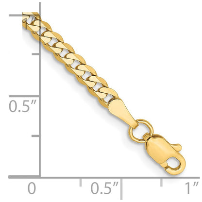 14k Yellow Gold 7 inch 2.9mm Flat Beveled Curb Bracelet