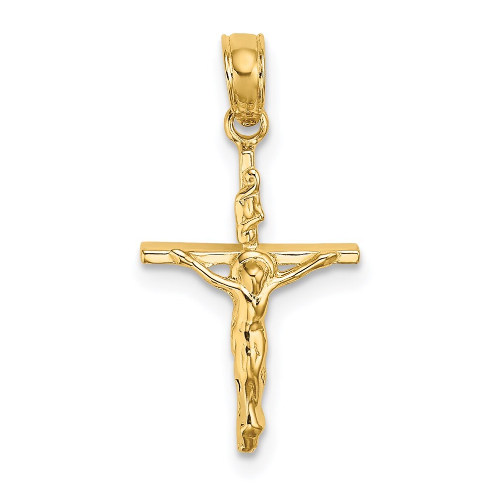 14k Yellow Gold Small Polished Crucifix Charm Pendant for Women