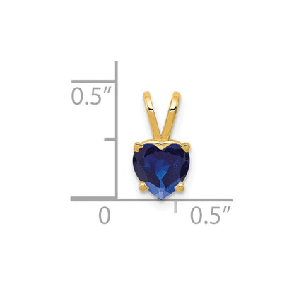 14k Yellow Gold 6mm Heart Sapphire pendant for Women