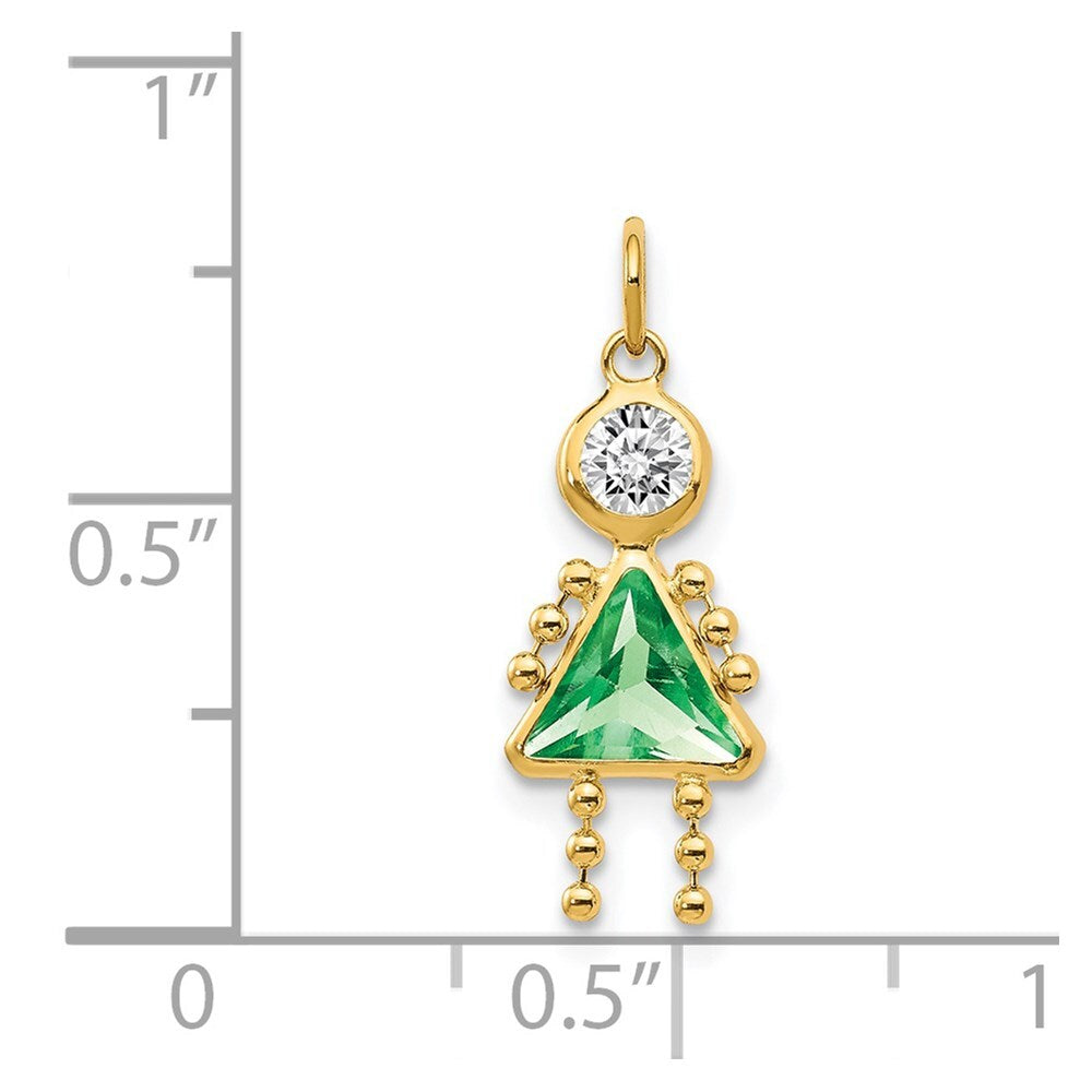 14k Yellow Gold August Girl Birthstone Charm Pendant for Women