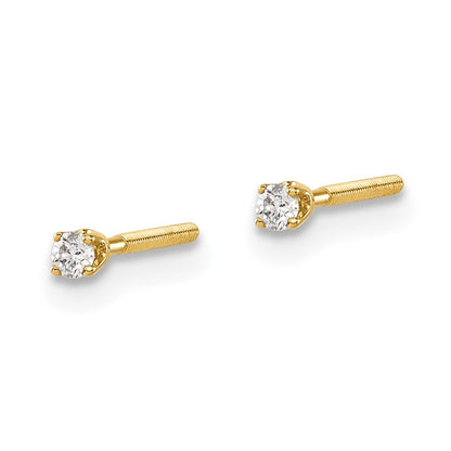 14ky .05ct. SI3 G-I Diamond Stud Thread on/off Earrings