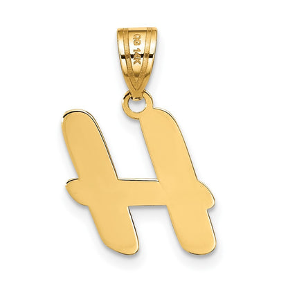 14k Yellow Gold Polished Script Letter H Initial Pendant for Women