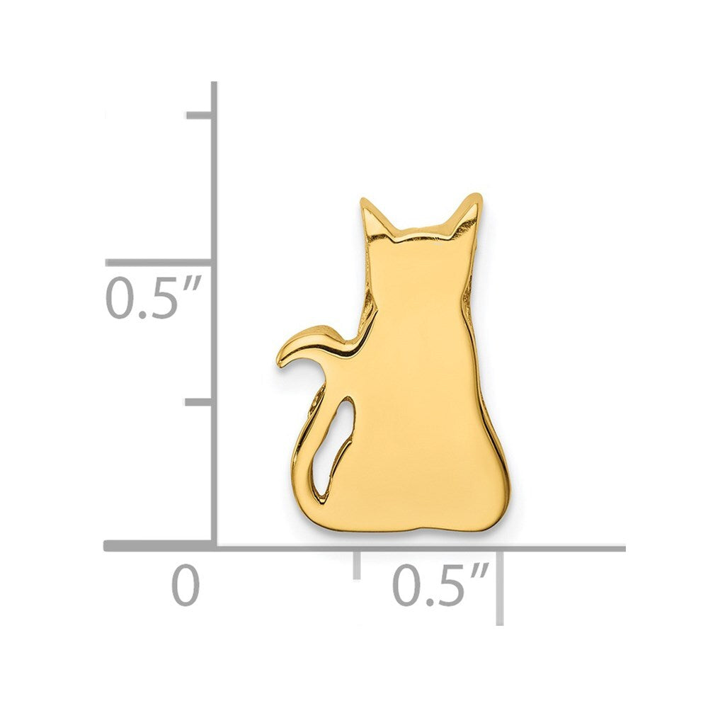 14k Yellow Gold Cat Chain Slide Pendant for Women
