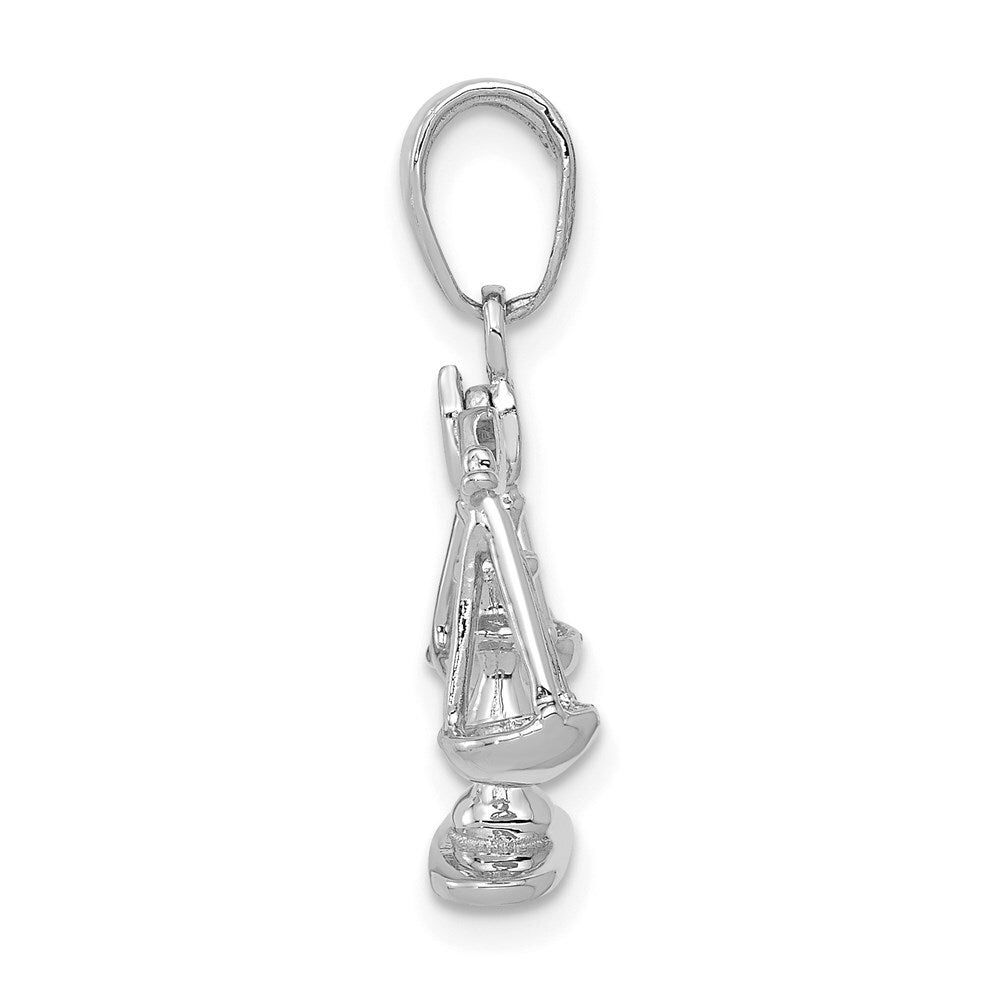 14k White Gold 3-D Moveable Scales of Justice Pendant for Women