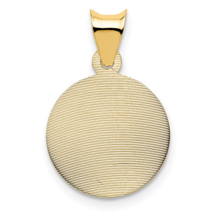 14k Yellow Gold Polished Diamond-Cut Sagrado Corazon Circle Pendant for Women