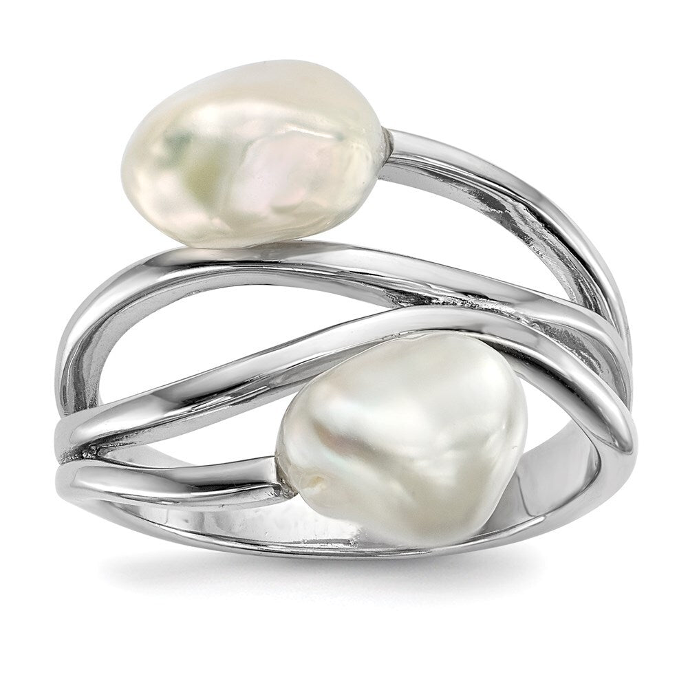 Sterling Silver 7-8mm White Baroque Freshwater Cultured Pearl Ring
