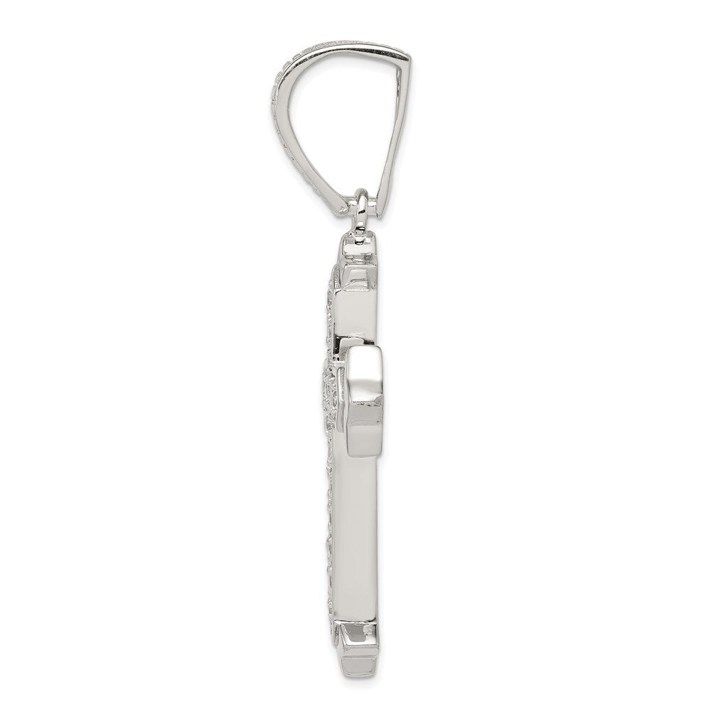 Sterling Silver Rhodium-plated Cubic Zirconia Cross Pendant