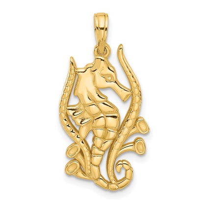 14k Yellow Gold Polished Fancy Seahorse Charm