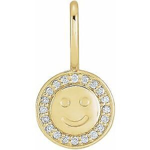 14k Yellow Gold .04 CTW Natural Diamond Smiley Face Charm Pendant