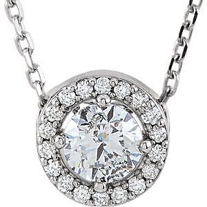 14k White Gold 1/4 CTW Lab-Grown Diamond Halo-Style 16" Necklace