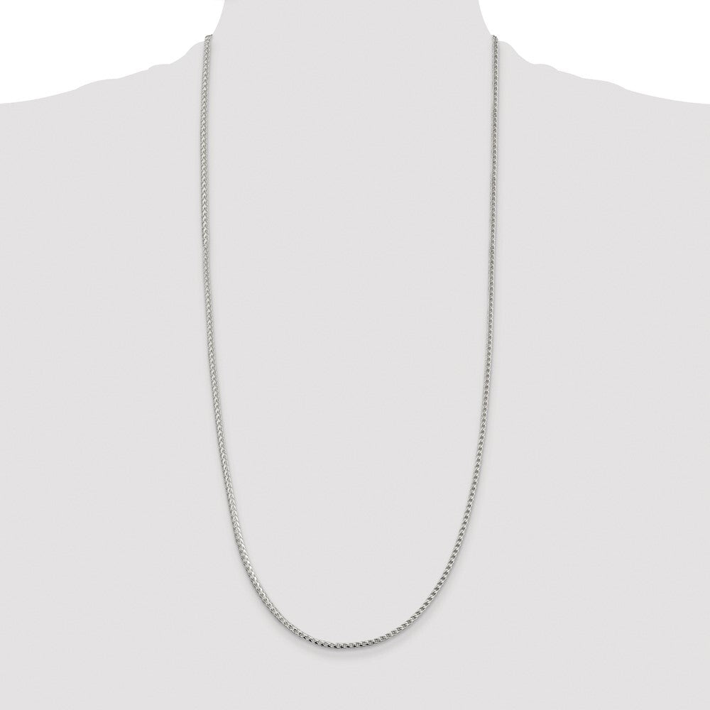 Sterling Silver Rhodium-plated 2.55mm Diamond-cut Square Franco Chain