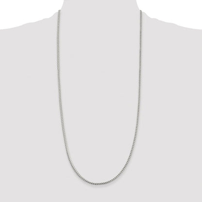 Sterling Silver Rhodium-plated 2.55mm Diamond-cut Square Franco Chain