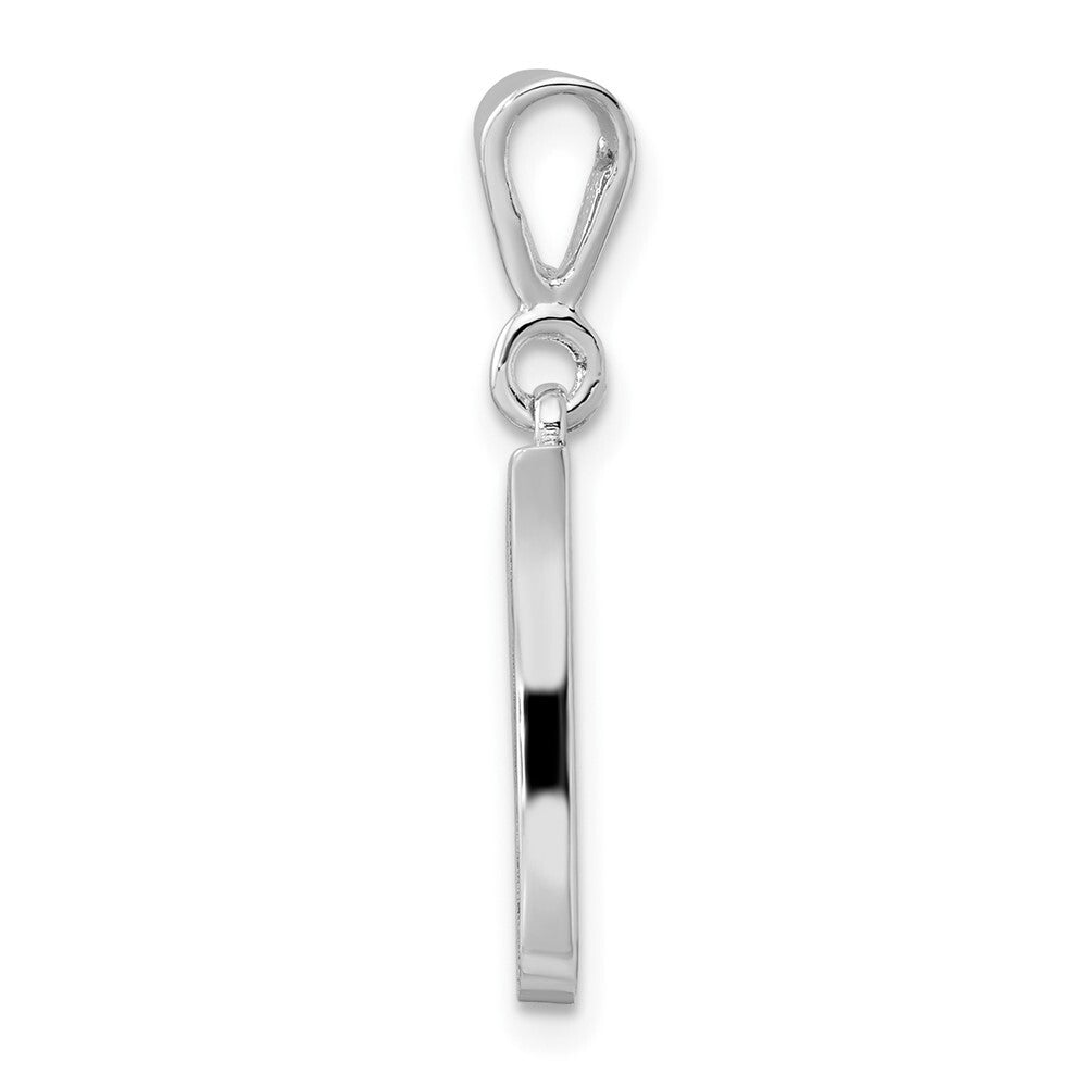 14k White Gold Solid Polished Script Filigree Letter I Initial Pendant for Women