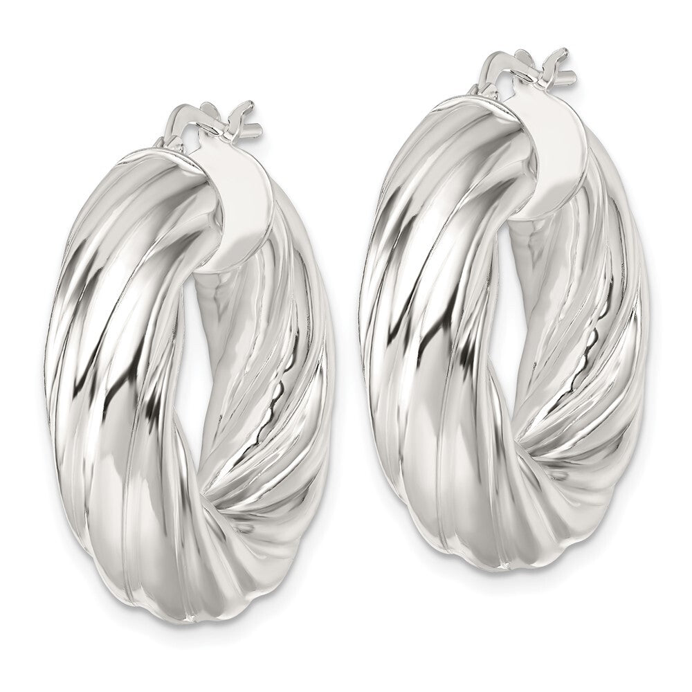 Sterling Silver Polished 8mm Twisted Hoop Earrings