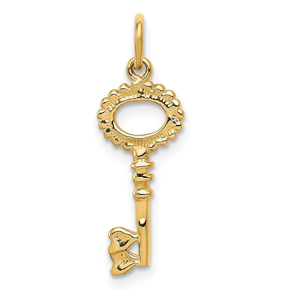 14k Yellow Gold Polished Key Charm Pendant for Women