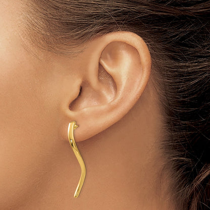 14k Yellow Gold Long Curled Earrings