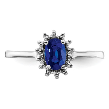 Sterling Silver Rhodium-plated Sapphire Diamond Ring Size 6