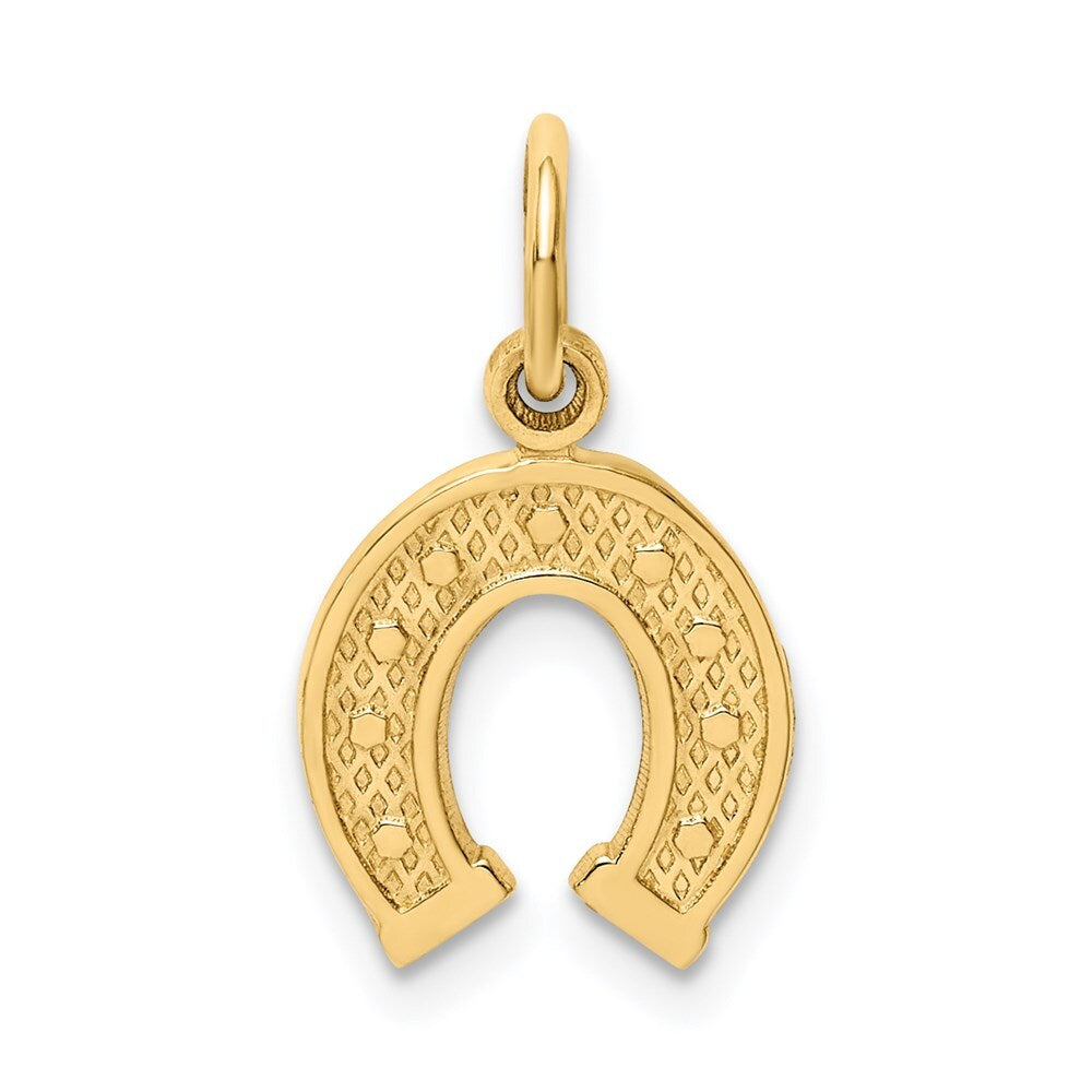 14k Yellow Gold Horseshoe Charm Pendant for Women