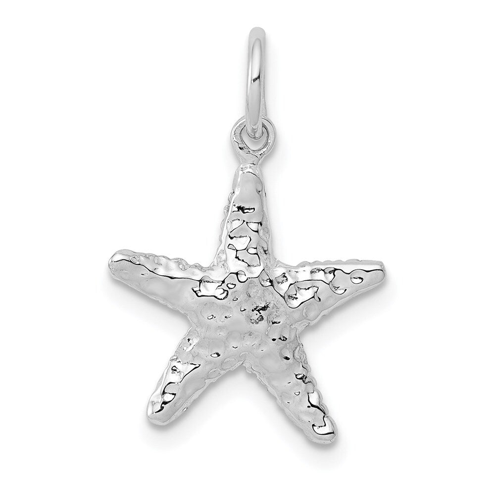 14k White Gold Polished 3-D Starfish Pendant for Women