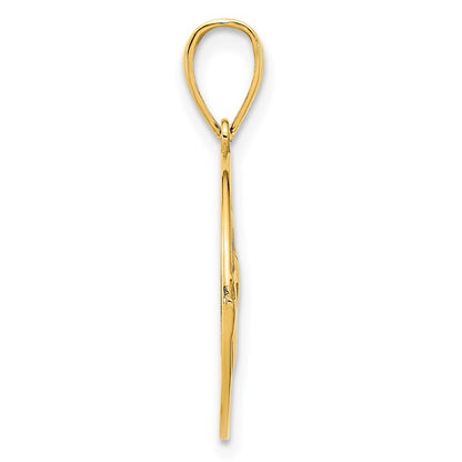 14k Yellow Gold Claddagh Circle Pendant for Women