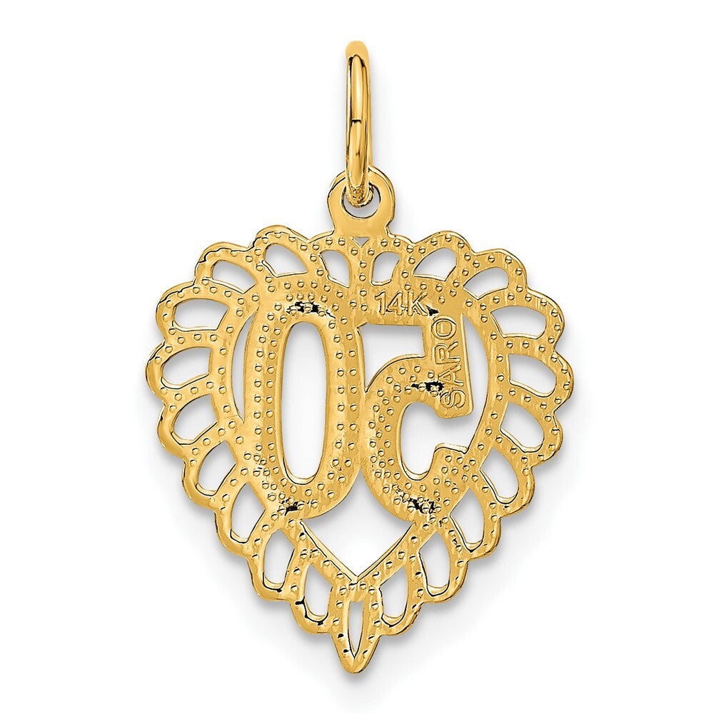 14k Yellow Gold 50 in Heart Charm Pendant for Women