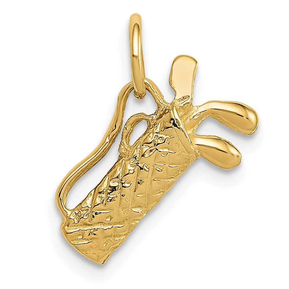 14k Yellow Gold 3-D Golf Bag Charm Pendant