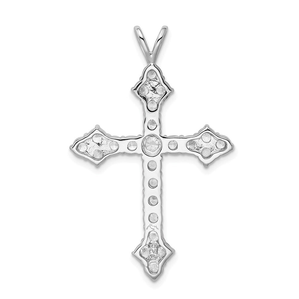 Sterling Silver Rhodium-plated Cubic Zirconia Cross Pendant