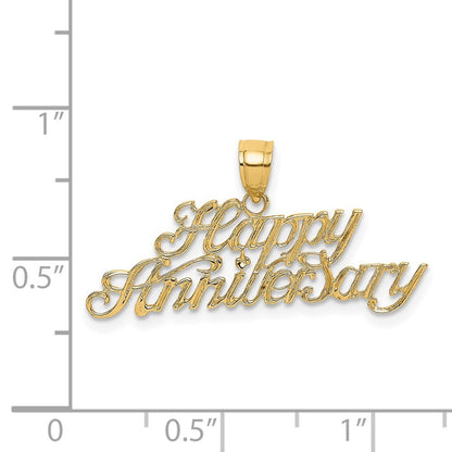 14k Yellow Gold Polished HAPPY ANNIVERSARY Charm