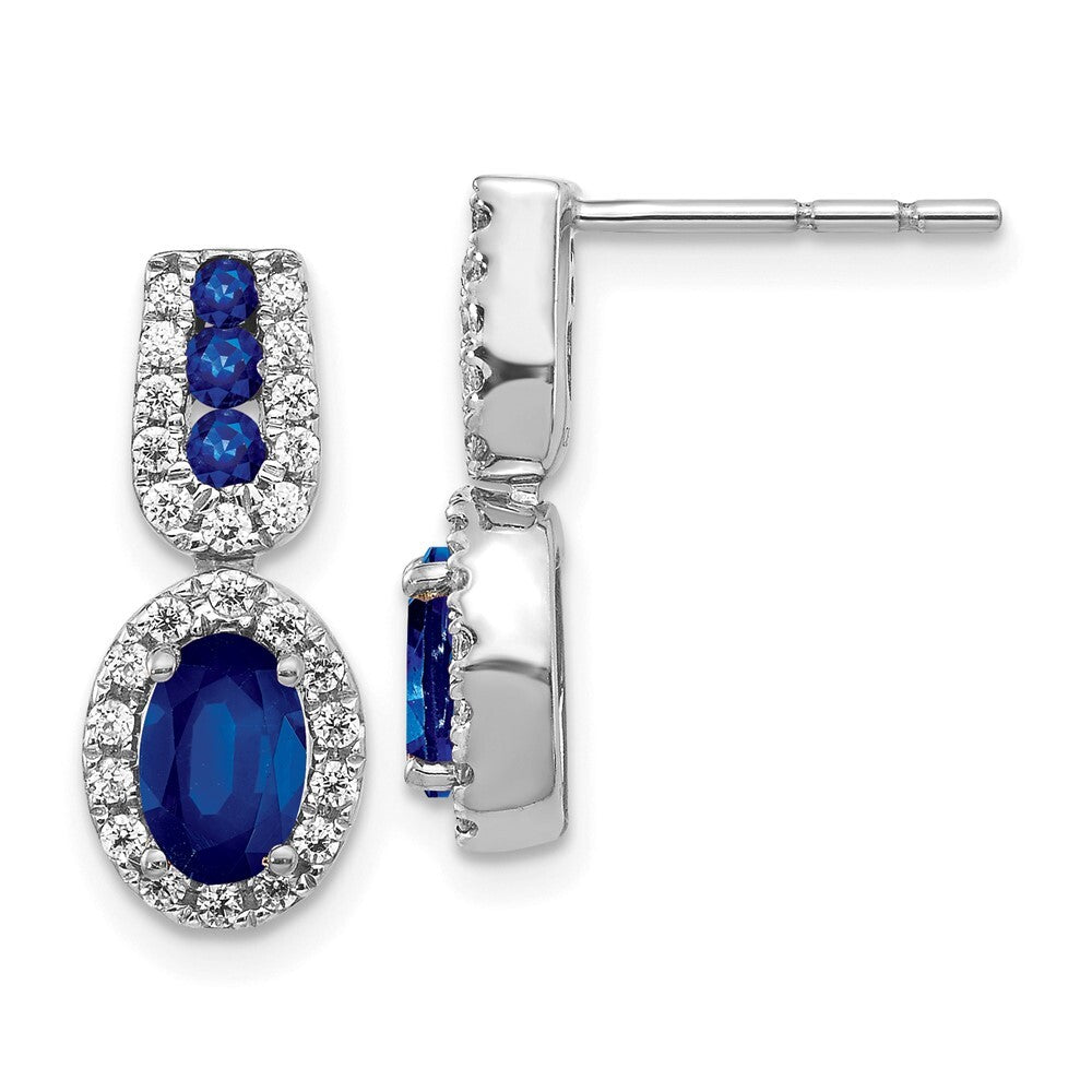 14k White Gold Diamond and Sapphire Drop & Dangle Earrings