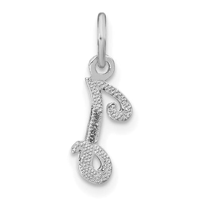 14k White Gold Casted Script Letter I Initial Charm Pendant