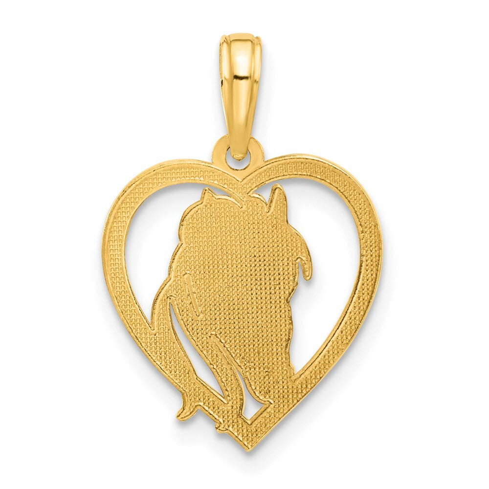 14k Yellow Gold Polished Horse Head In Heart Pendant for Women
