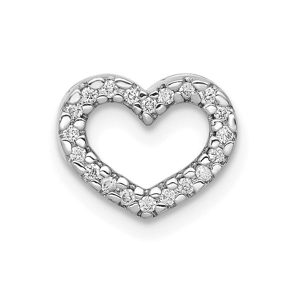 14k White Gold 1/15ct. Diamond Heart Chain Slide Pendant for Women