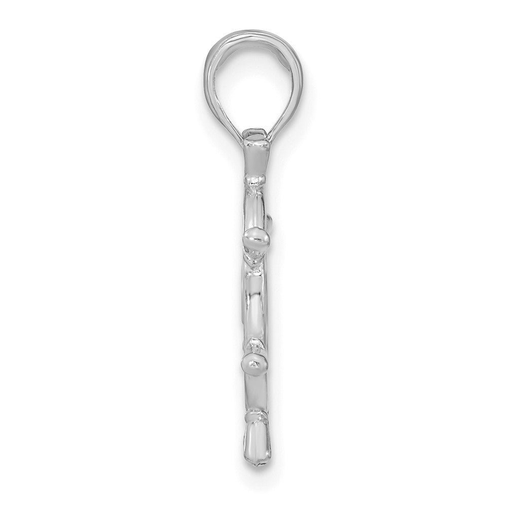 14k White Gold 3-D Ships Wheel Charm Pendant
