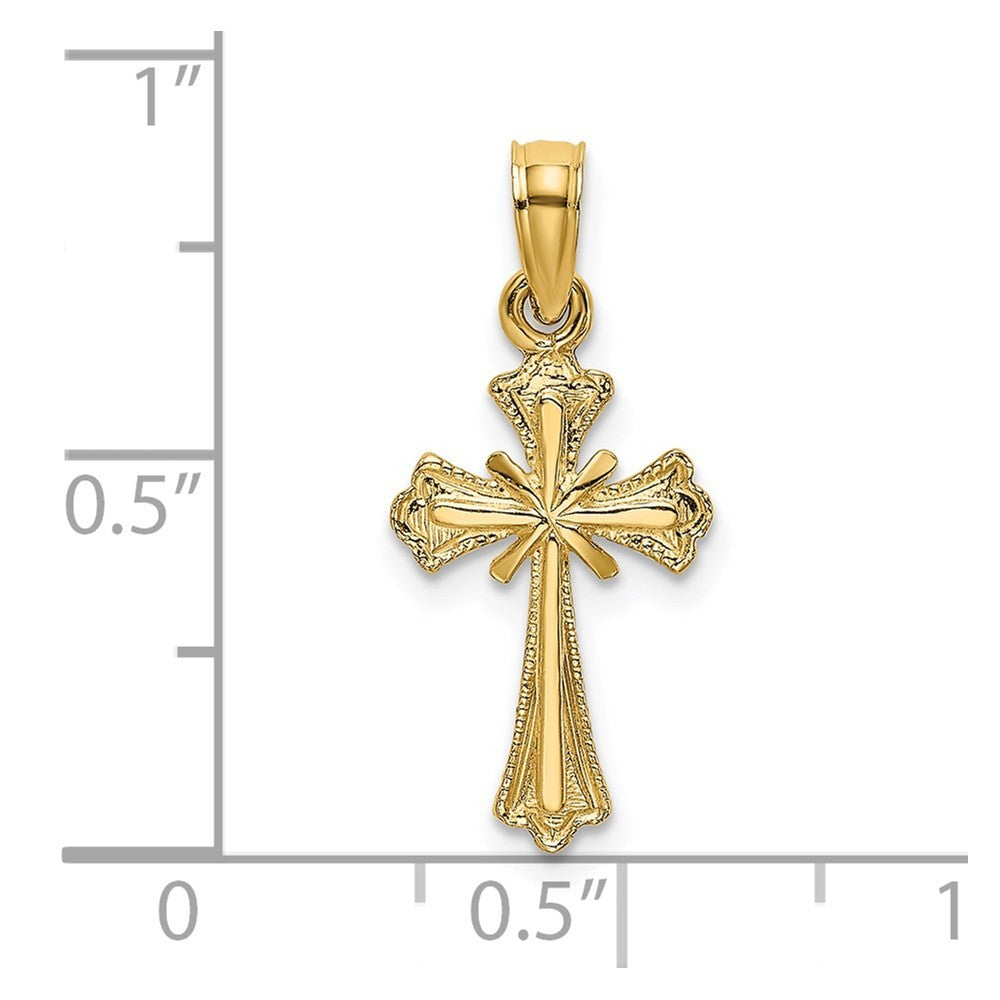 14k Yellow Gold Engraved Small Cross w/ X  Center Charm