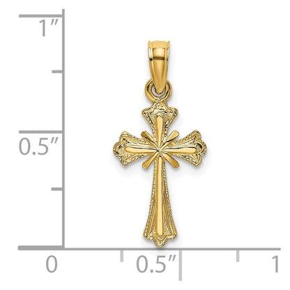 14k Yellow Gold Engraved Small Cross w/ X  Center Charm