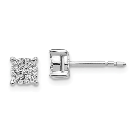 14k White Gold Diamond Cluster Stud Earrings