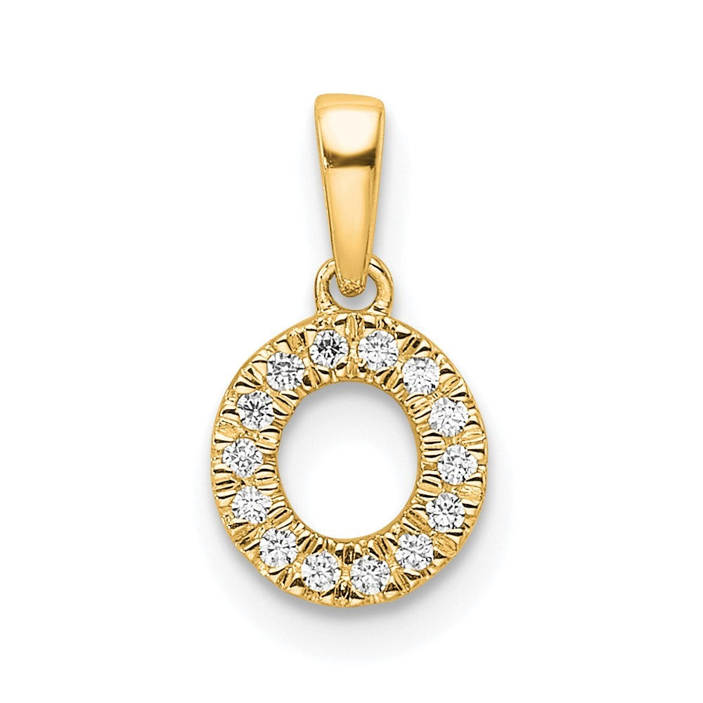 14k Yellow Gold  Diamond Letter O Initial with Bail Pendant