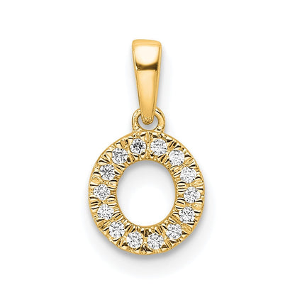 14k Yellow Gold  Diamond Letter O Initial with Bail Pendant