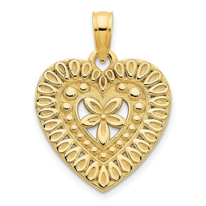 14k Yellow Gold Fancy Heart Pendant for Women