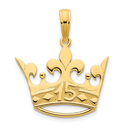 14k Yellow Gold 15 Crown Pendant for Women